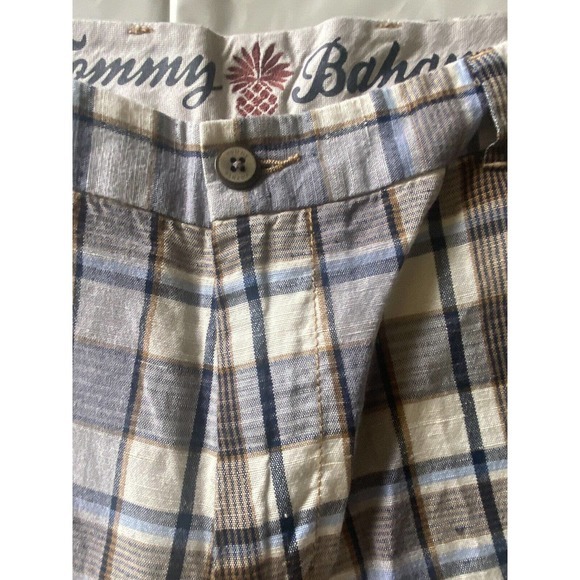 Men's Tommy Bahama Linen Blend Plaid Shorts- Size34 - Picture 4 of 7